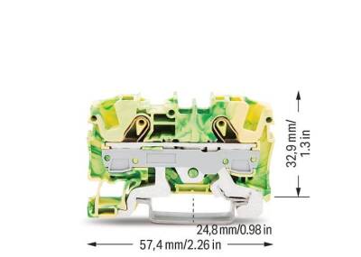 Wago 2006-1207 10 mm² Sarı-Yeşil 2 İletkenli Topraklı Klemens - 2