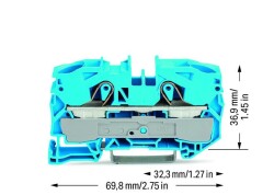 Wago 2016-1204 25 mm² Mavi 2 İletkenli Ray Klemens - 2