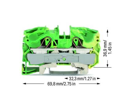 Wago 2016-1207 25 mm² Sarı-Yeşil 2 İletkenli Topraklı Klemens - 2