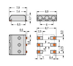 Wago 2059-303/998-403 3 Kutuplu 0,5 mm² Beyaz Smd Pcb Klemens Pin Aralığı 3 mm - 2