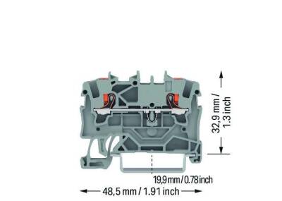 Wago 2201-1201 1,5 mm² Gri Butonlu 2 İletkenli Ray Klemens - 3