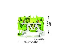 Wago 2201-1207 1,5 mm² Sarı-Yeşil Butonlu 2 İletkenli Topraklı Klemens - 2