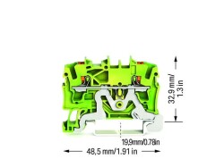 Wago 2202-1207 2,5 mm² Sarı-Yeşil Butonlu 2 İletkenli Topraklı Klemens - 2