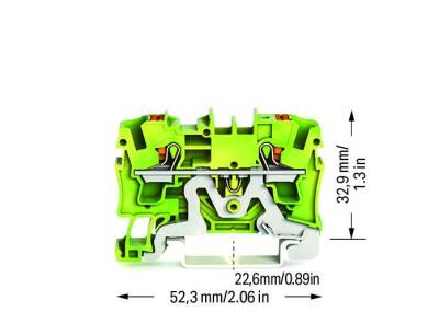 Wago 2204-1207 4 mm² Sarı-Yeşil Butonlu 2 İletkenli Topraklı Klemens - 2