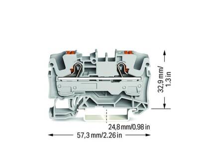 Wago 2206-1201 6 mm² Gri Butonlu 2 İletkenli Ray Klemens - 2