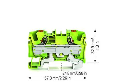 Wago 2206-1207 6 mm² Sarı-Yeşil Butonlu 2 İletkenli Topraklı Klemens - 2