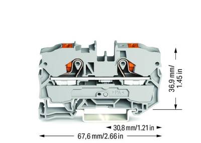 Wago 2210-1201 10 mm² Gri Butonlu 2 İletkenli Ray Klemens - 2