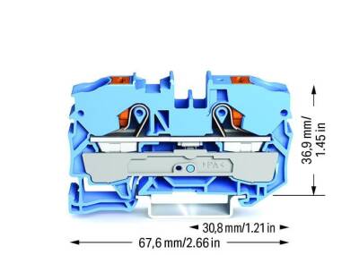 Wago 2210-1204 10 mm² Mavi Butonlu 2 İletkenli Ray Klemens - 2