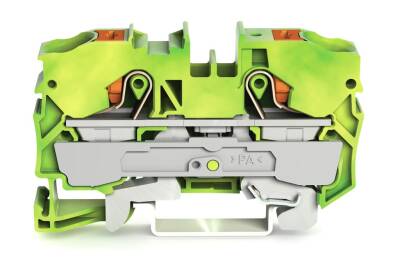 Wago 2210-1207 10 mm² Sarı-Yeşil Butonlu 2 İletkenli Topraklı Klemens - 1