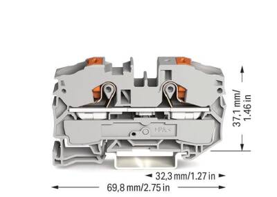 Wago 2216-1201 16 mm² Gri Butonlu 2 İletkenli Ray Klemens - 2