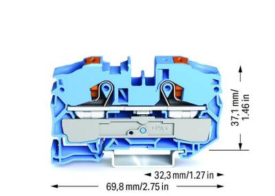 Wago 2216-1204 16 mm² Mavi Butonlu 2 İletkenli Ray Klemens - 2