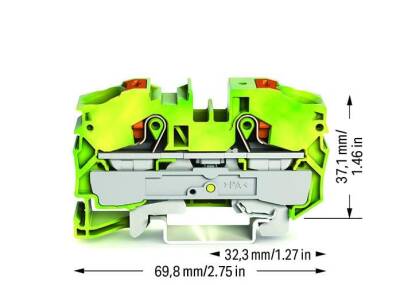 Wago 2216-1207 16 mm² Sarı-Yeşil Butonlu 2 İletkenli Topraklı Klemens - 2