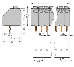 Wago 250-102 2 Kutuplu 1,5 mm² Gri Kablolar İçin Pin Aralığı 3,5 Mm Pcb Klemensi - 2