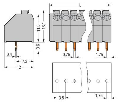 Wago 250-102 2 Kutuplu 1,5 mm² Gri Kablolar İçin Pin Aralığı 3,5 Mm Pcb Klemensi - 2