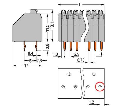 Wago 250-402 2 Kutuplu Gri Pin Aralığı 2,5 mm Pcb Klemensi - 2