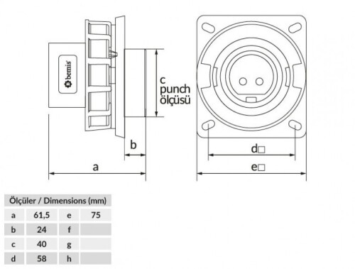 Bemis BC1-1102-7114 CEE Norm IP67 24V Makine Fişi - 2