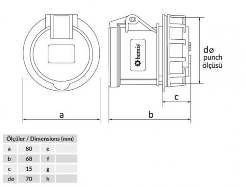 Bemis BC1-3403-2440 CEE Norm IP44 32A Somunlu Priz - 2