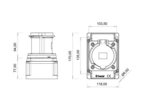 Bemis BC1-4505-2510 CEE Norm IP44 63A Duvar Priz - 2