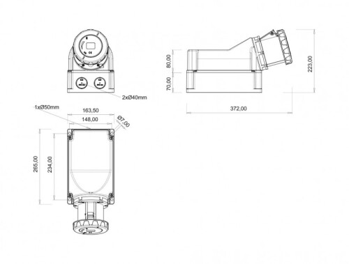 Bemis BC1-6403-7535 CEE Norm IP67 125A 90° Eğik Duvar Prizi - 2