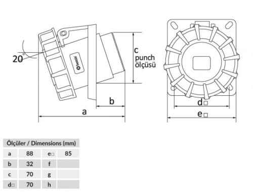 Bemis BCS-1505-7420 CEE Norm IP67 5/16A 45° Eğik Makine Prizi - 2