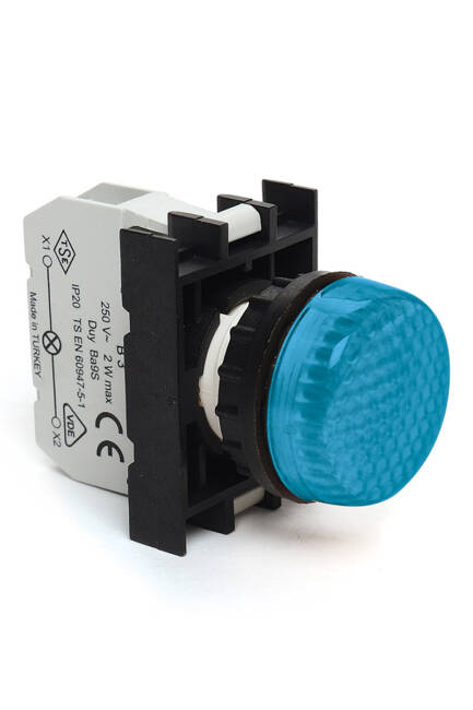 Emas B0V0XM Plastik LED'li 48V AC/DC Mavi 22 mm Sinyal - 1