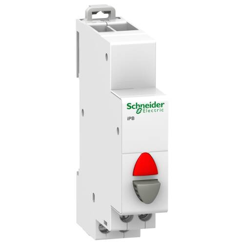 Schneider Electric A9E18037 Acti9 iPB 1NK Gri Tek Basmalı Düğme Gösterge Işığı Kırmızı 110-230VAC - 1