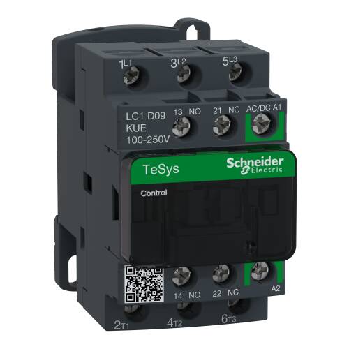 Schneider Electric LC1D09KUE TeSys Deca Green Kontaktör 3 Kutup 9A AC3 100-250VAC/DC - 1