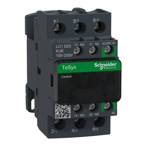 Schneider Electric LC1D25KUE TeSys Deca Green Kontaktör 3 Kutup 25A AC3 100-250VAC/DC - 1