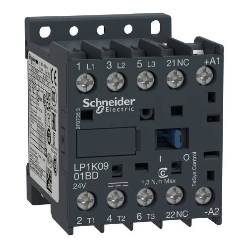 Schneider Electric LP1K0901BD TeSys K Kontaktör 3 Kutup 9A AC3 24VDC 1NK - 1