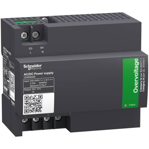 Schneider Electric LV454444 Harici Güç Kaynağı Modülü Giriş Gerilimi 200 V Ac - 240 V Ac 50/60 Hz Çıkış Gerilimi 24 V Dc Çıkış Akımı 1 A - 1